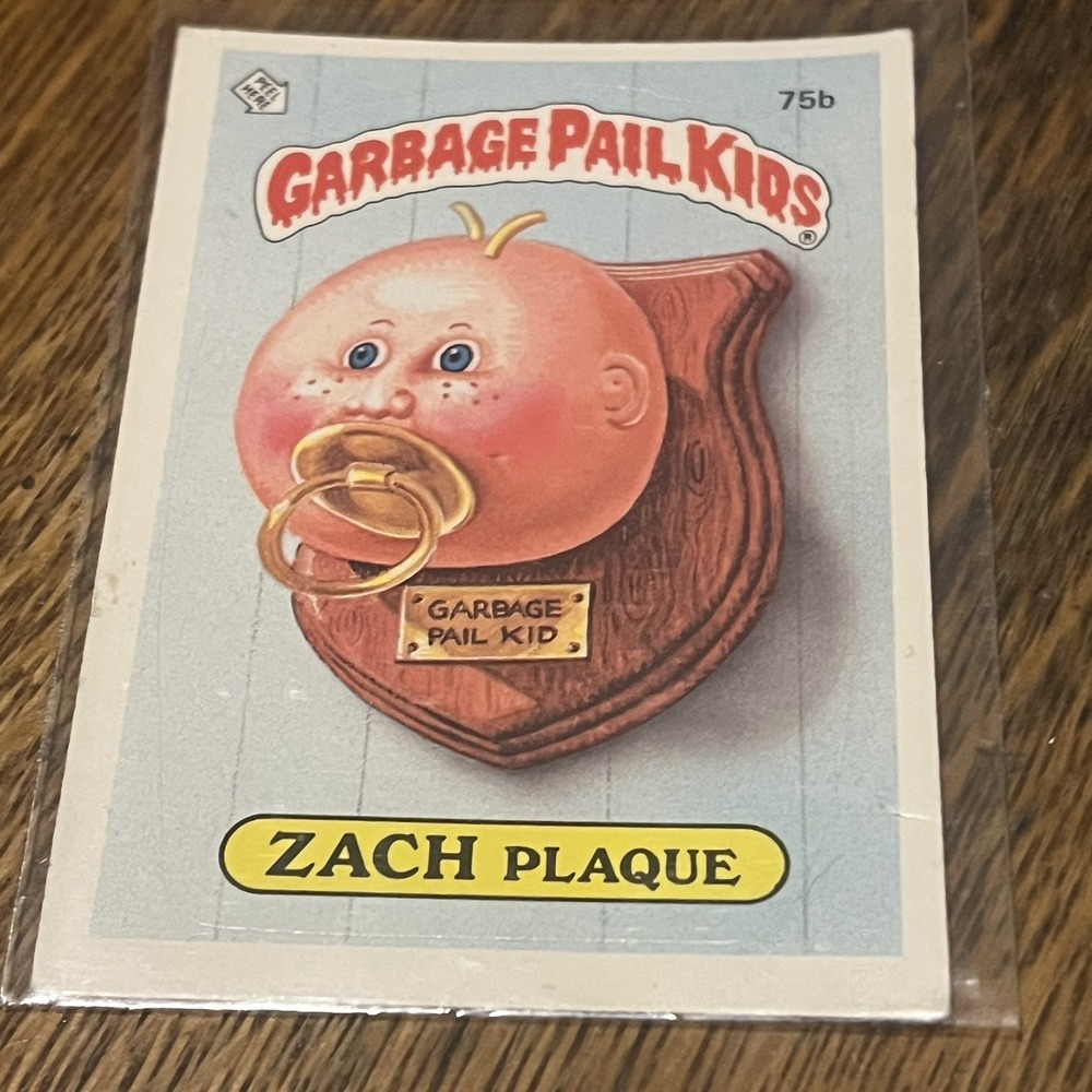 1985 Vintage Garbage Pail Kids 75b ZACH PLAQUE GPK Original Series 2 Topps